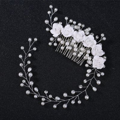 Wedding Flower Hair Comb for Girls - Click Image to Close